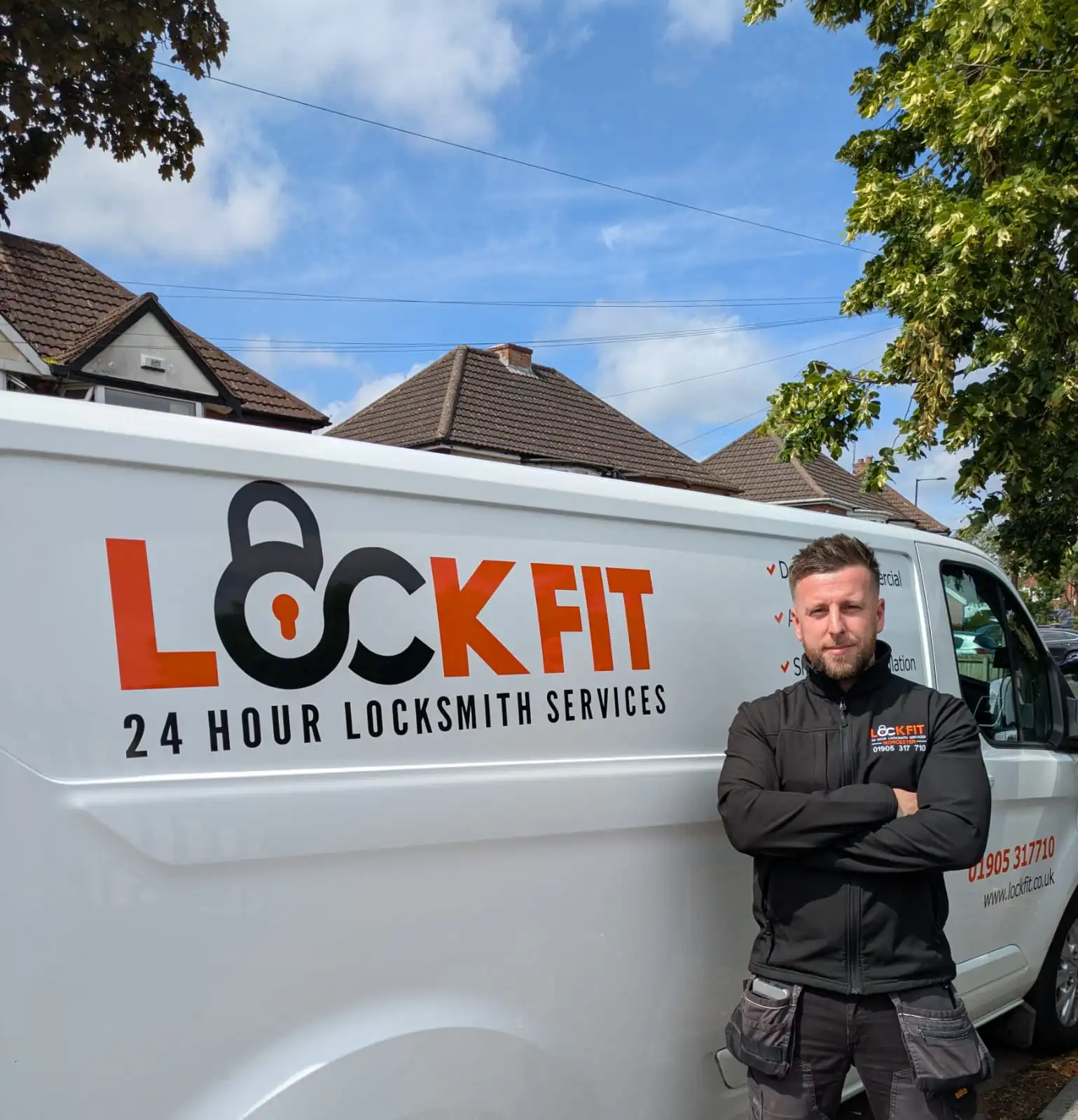 Daniel Wood, LockFit Worcester Locksmith Stood Next To His Van