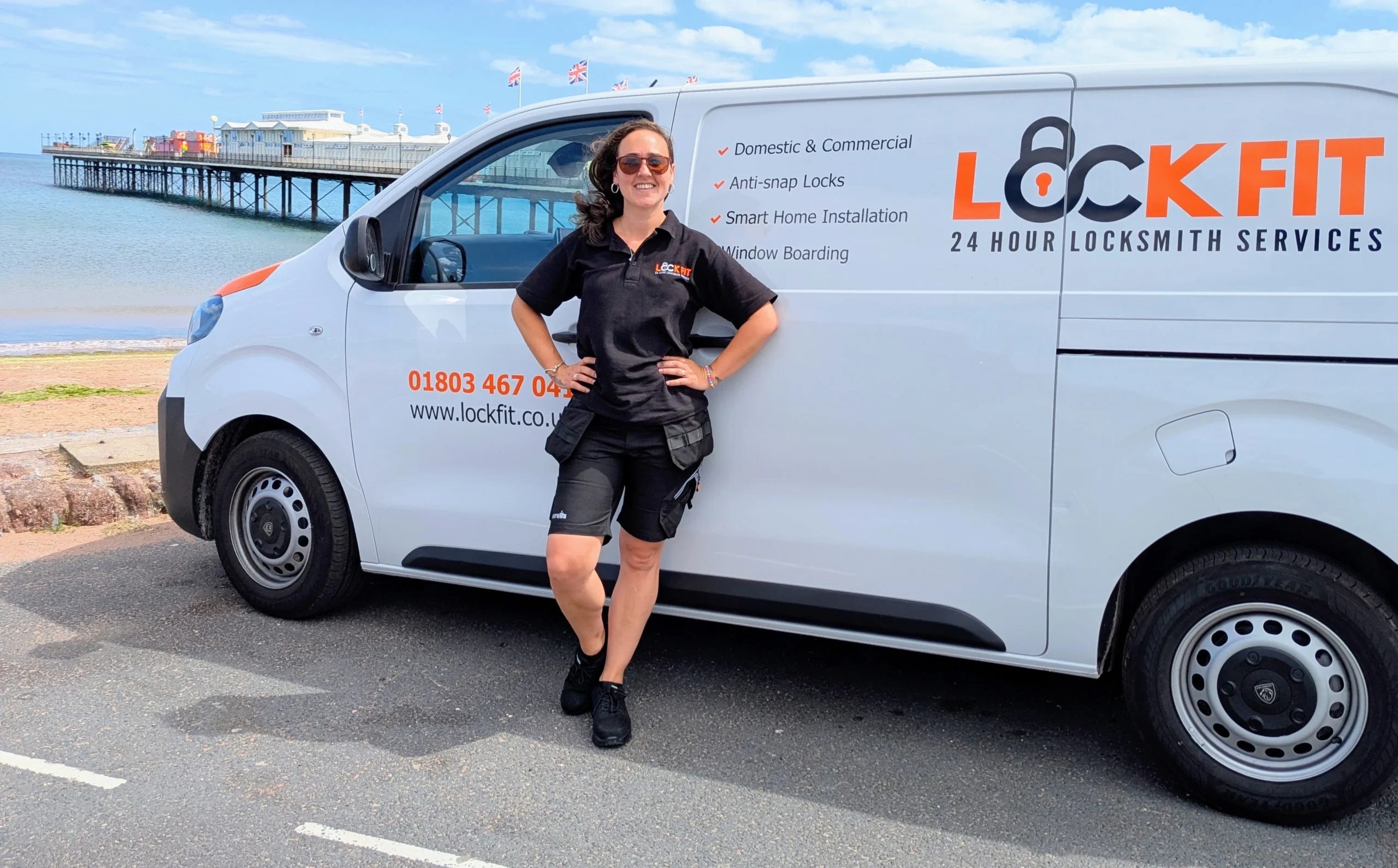 Casey Metcalfe, LockFit Paignton Locksmith Stood Next To Her Van